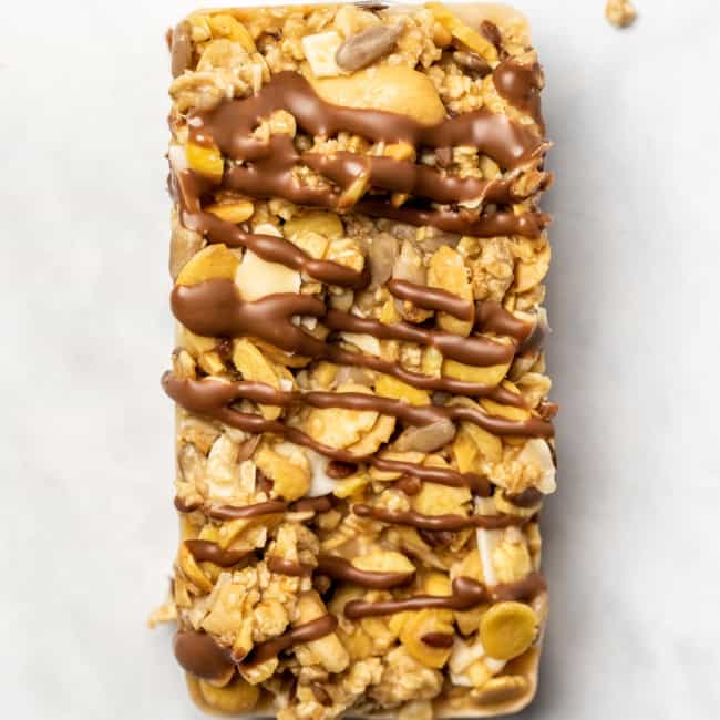 low carb granola bars white background