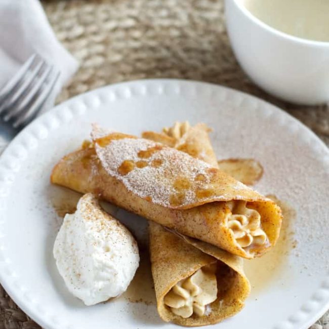 Keto Snickerdoodle Crepes with Pumpkin Mousse